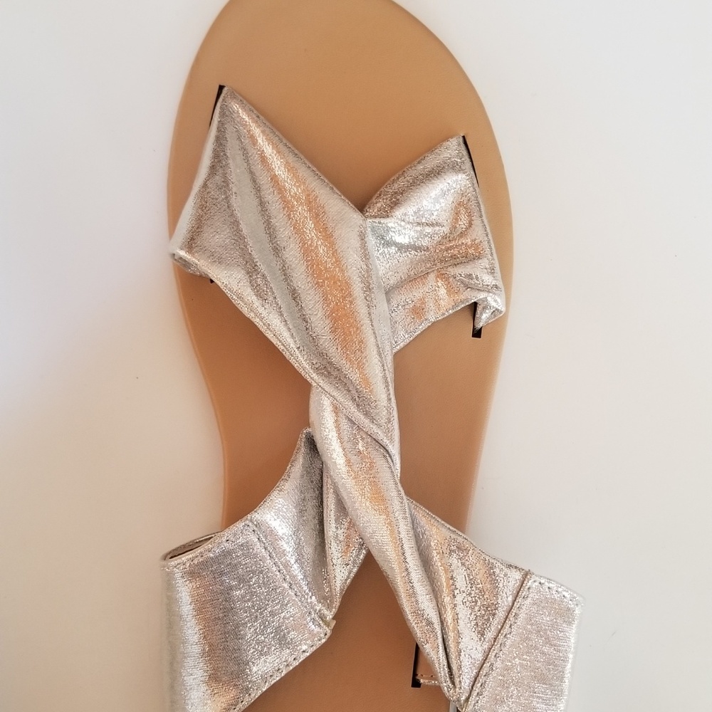 Flat Metallic Silver Flat Sandal
